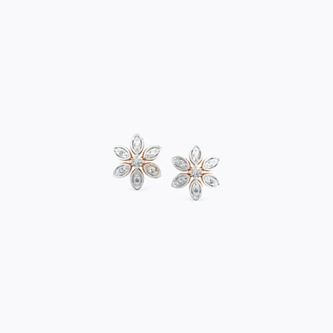 Daisy Floret Diamond Stud Earrings Diamond Earrings 14 Karat Rose Gold Daisy Floret Diamond Stud Earrings