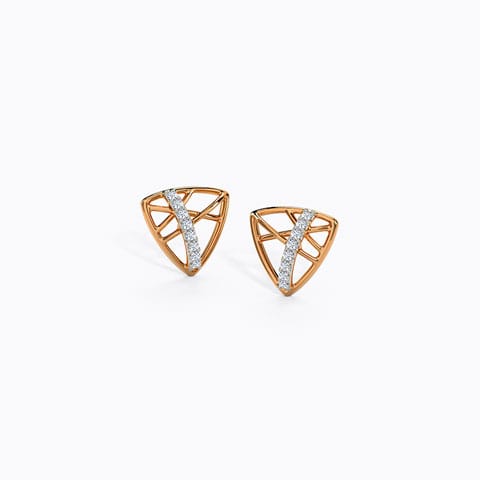 Trigonal Diamond Stud Earrings Diamond Earrings 14 Karat Rose Gold Trigonal Diamond Stud Earrings