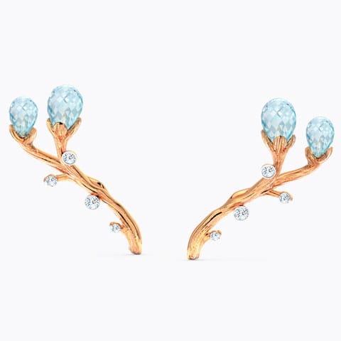 Sprig Dewdrops Gemstone Ear Cuffs Diamond,Gemstone Earrings 14 Karat Rose Gold Sprig Dewdrops Gemstone Ear Cuffs