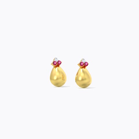 Dainty Pear Gemstone Stud Earrings Diamond,Gemstone Earrings 18 Karat Yellow Gold Dainty Pear Gemstone Stud Earrings