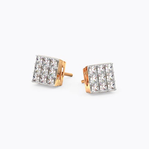 Classic Quad Diamond Stud Earrings Diamond Earrings 18 Karat Rose Gold Classic Quad Diamond Stud Earrings