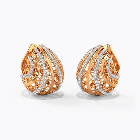 Golden Maze Diamond Hoop Earrings Diamond Earrings 18 Karat Rose Gold Golden Maze Diamond Hoop Earrings