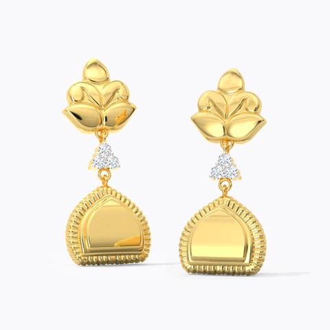 Gitali Floral Diamond Drop Earrings Diamond Earrings 18 Karat Yellow Gold Gitali Floral Diamond Drop Earrings