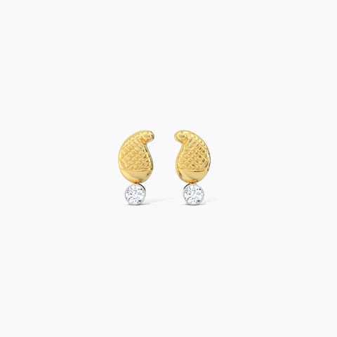 Inaya Paisley Diamond Stud Earrings Diamond Earrings 18 Karat Yellow Gold Inaya Paisley Diamond Stud Earrings