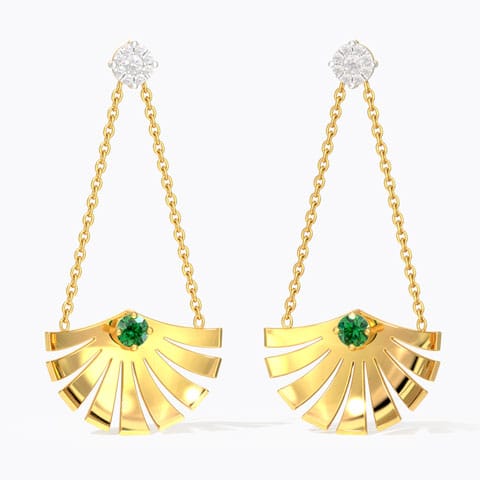 Sway Crown Gemstone Drop Earrings Diamond,Gemstone Earrings 14 Karat Yellow Gold Sway Crown Gemstone Drop Earrings