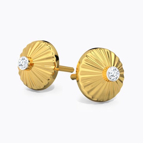 Saanvi Circlet Diamond Stud Earrings Diamond Earrings 18 Karat Yellow Gold Saanvi Circlet Diamond Stud Earrings
