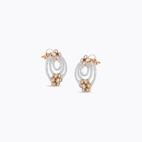 Radiant Floral Diamond Stud Earrings Diamond Earrings 18 Karat Two Tone Gold Radiant Floral Diamond Stud Earrings