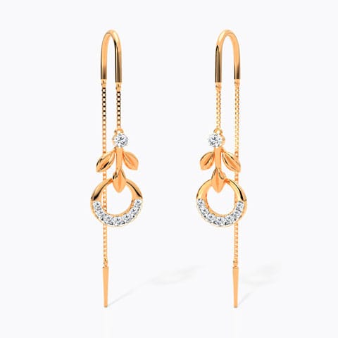 Encircle Fern Diamond Sui Dhaga Diamond Earrings 18 Karat Rose Gold Encircle Fern Diamond Sui Dhaga