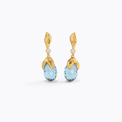Elegant Dewdrops Gemstone Drop Earrings Diamond,Gemstone Earrings 14 Karat Yellow Gold Elegant Dewdrops Gemstone Drop Earrings