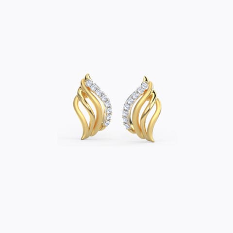 Sway Wave Diamond Stud Earrings Diamond Earrings 18 Karat Yellow Gold Sway Wave Diamond Stud Earrings