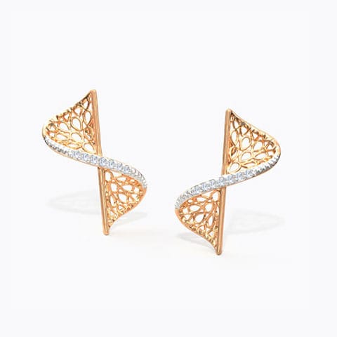 Swerve Twist Diamond Stud Earrings Diamond Earrings 14 Karat Rose Gold Swerve Twist Diamond Stud Earrings
