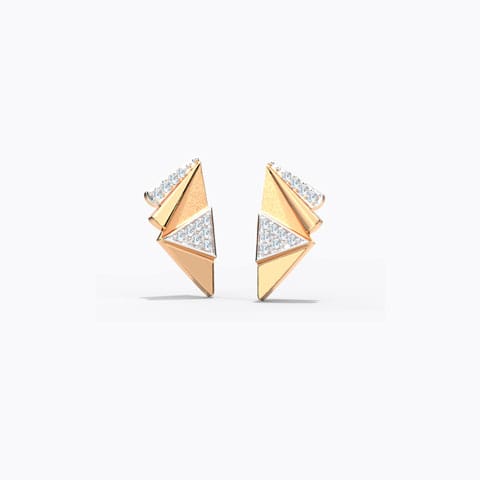 Edgy Trigon Diamond Stud Earrings Diamond Earrings 14 Karat Rose Gold Edgy Trigon Diamond Stud Earrings