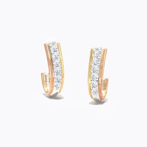 Kimberly Linear Diamond Hoop Earrings Diamond Earrings 14 Karat Three Tone Gold Kimberly Linear Diamond Hoop Earrings