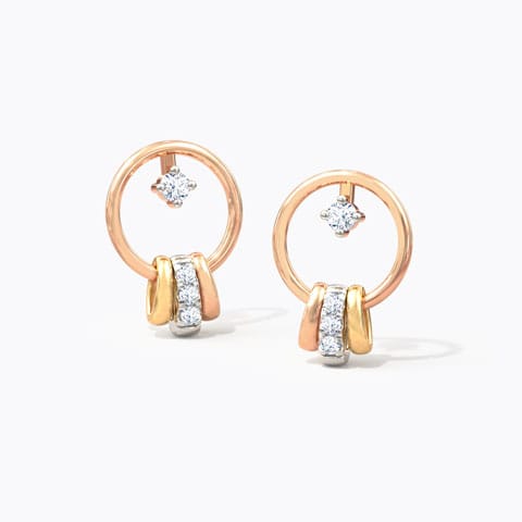 Haley Royal Diamond Stud Earrings Diamond Earrings 14 Karat Three Tone Gold Haley Royal Diamond Stud Earrings