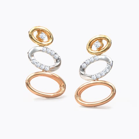 Audrey Oval Diamond Drop Earrings Diamond Earrings 14 Karat Three Tone Gold Audrey Oval Diamond Drop Earrings