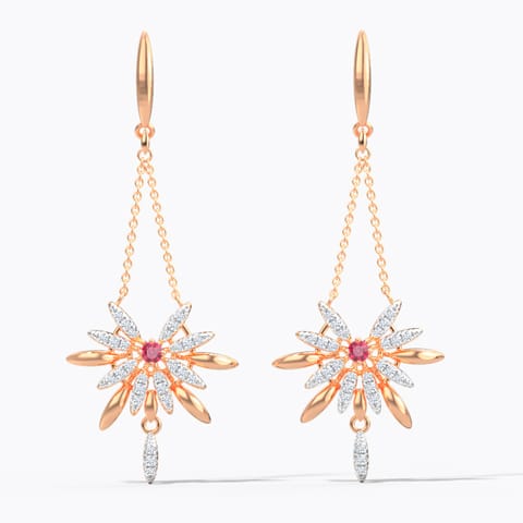Joanna Gemstone Drop Earrings Diamond,Gemstone Earrings 14 Karat Rose Gold Joanna Gemstone Drop Earrings