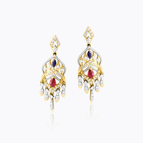 Imperial Diamond Drop Earrings Diamond,Gemstone Earrings 18 Karat Rose Gold Imperial Diamond Drop Earrings