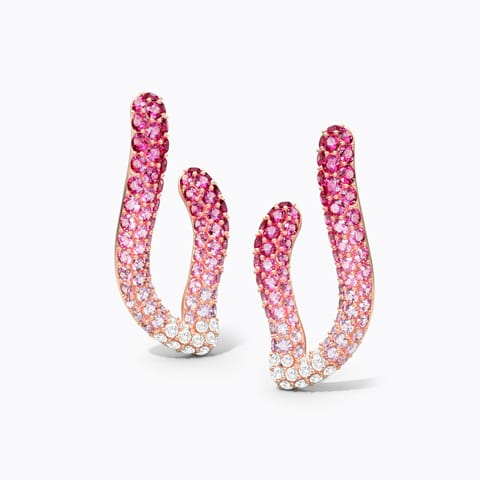 Rosa V Gemstone Hoop Earrings Diamond,Gemstone Earrings 18 Karat Rose Gold Rosa V Gemstone Hoop Earrings