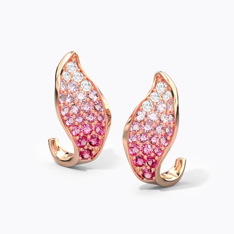 Calla Bloom Gemstone Hoop Earrings Diamond,Gemstone Earrings 18 Karat Rose Gold Calla Bloom Gemstone Hoop Earrings