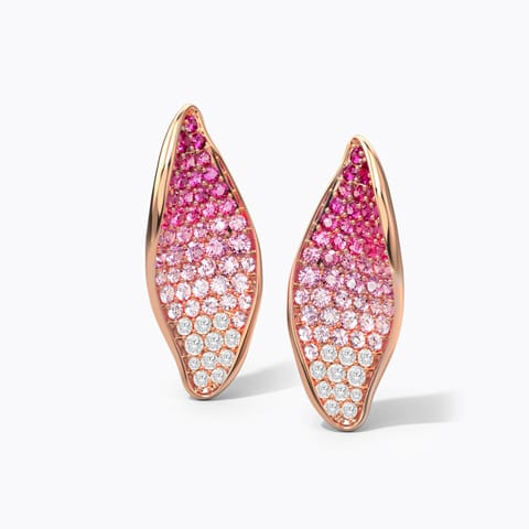 Cape Lily Gemstone Stud Earrings Diamond,Gemstone Earrings 18 Karat Rose Gold Cape Lily Gemstone Stud Earrings