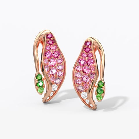 Suave Petite Gemstone Stud Earrings Diamond,Gemstone Earrings 18 Karat Rose Gold Suave Petite Gemstone Stud Earrings
