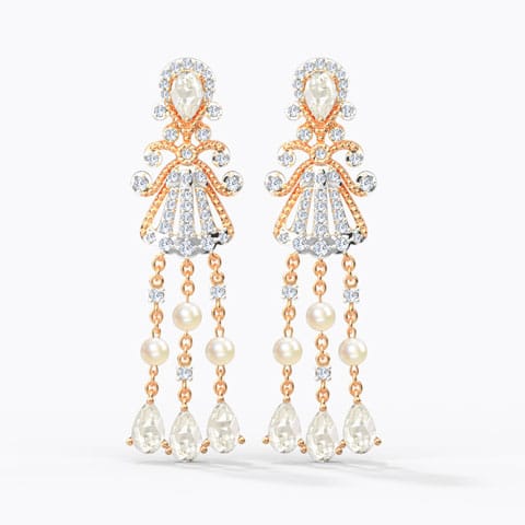 Charlotte Gemstone Drop Earrings Diamond,Gemstone Earrings 18 Karat Rose Gold Charlotte Gemstone Drop Earrings