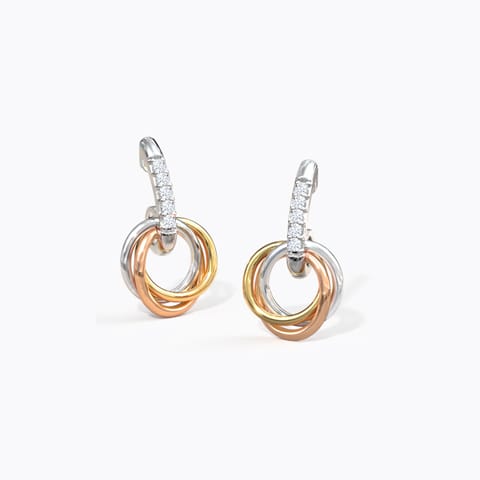 Zoey Entwine Diamond Drop Earrings Diamond Earrings 14 Karat Three Tone Gold Zoey Entwine Diamond Drop Earrings