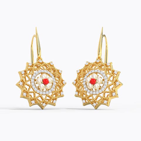Grace Kelly Gemstone Drop Earrings Diamond,Gemstone Earrings 18 Karat Yellow Gold Grace Kelly Gemstone Drop Earrings