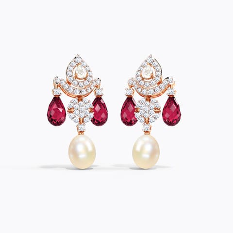 Helena Gemstone Drop Earrings Diamond,Gemstone Earrings 18 Karat Rose Gold Helena Gemstone Drop Earrings