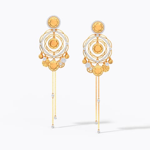 Saule Diamond Drop Earrings Diamond Earrings 18 Karat Yellow Gold Saule Diamond Drop Earrings
