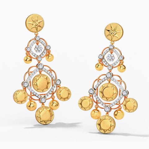 Athena Diamond Drop Earrings Diamond Earrings 18 Karat Two Tone Gold Athena Diamond Drop Earrings