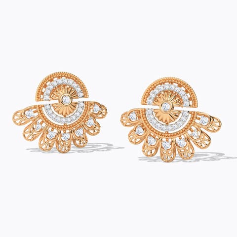 Cori Intricate Diamond Stud Earrings Diamond Earrings 18 Karat Rose Gold Cori Intricate Diamond Stud Earrings