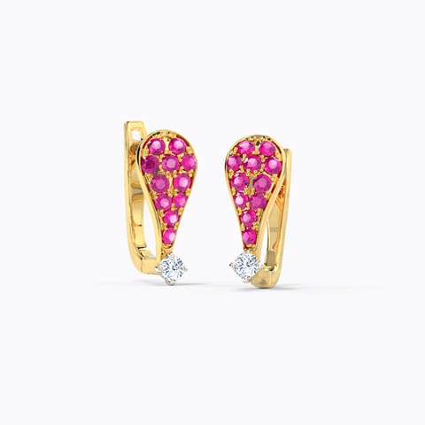 Aria Gemstone Hoop Earrings Diamond,Gemstone Earrings 14 Karat Yellow Gold Aria Gemstone Hoop Earrings