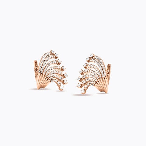 Wave Diamond Hoop Earrings Diamond Earrings 18 Karat Rose Gold Wave Diamond Hoop Earrings