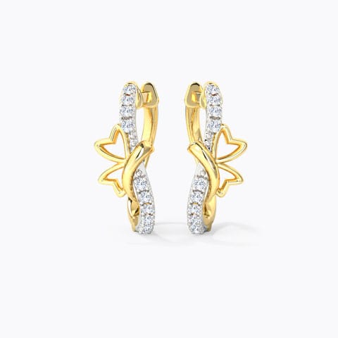 Lisa Butterfly Diamond Hoop Earrings Diamond Earrings 14 Karat Yellow Gold Lisa Butterfly Diamond Hoop Earrings