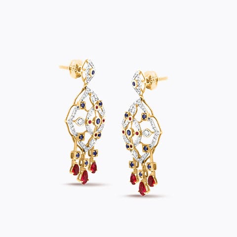 Mystic Dazzle Gemstone Drop Earring Diamond,Gemstone Earrings 18 Karat Rose Gold Mystic Dazzle Gemstone Drop Earring