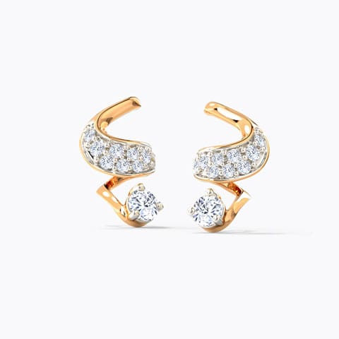 Entwined Ribbon Diamond Stud Earrings Diamond Earrings 14 Karat Rose Gold Entwined Ribbon Diamond Stud Earrings