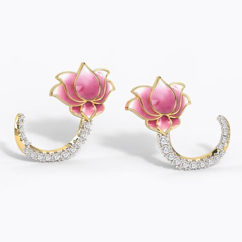 Intertwine Lotus Diamond Stud Earrings Diamond Earrings 18 Karat Yellow Gold Intertwine Lotus Diamond Stud Earrings