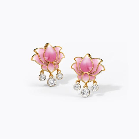Radiance Lotus Diamond Drop Earrings Diamond Earrings 18 Karat Yellow Gold Radiance Lotus Diamond Drop Earrings