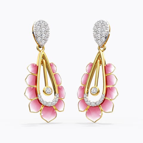 Allure Lotus Diamond Drop Earrings Diamond Earrings 18 Karat Yellow Gold Allure Lotus Diamond Drop Earrings