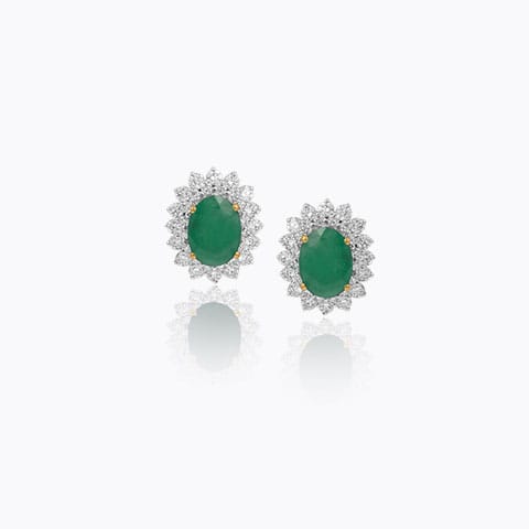 Diana Shine Gemstone Stud Earrings Diamond,Gemstone Earrings 18 Karat Yellow Gold Diana Shine Gemstone Stud Earrings