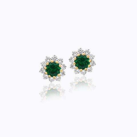 Anne Imperial Gemstone Stud Earrings Diamond,Gemstone Earrings 18 Karat Yellow Gold Anne Imperial Gemstone Stud Earrings
