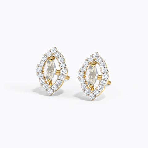 Ornate Gemstone Stud Earrings Diamond,Gemstone Earrings 14 Karat Yellow Gold Ornate Gemstone Stud Earrings
