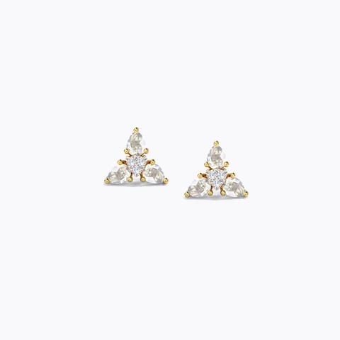 Gleam Triad Diamond Stud Earrings Diamond,Gemstone Earrings 14 Karat Yellow Gold Gleam Triad Diamond Stud Earrings