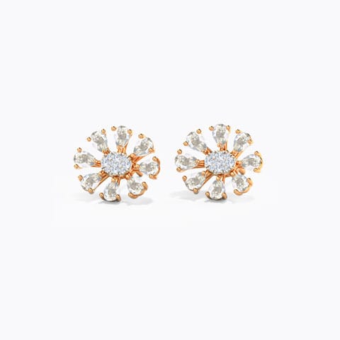 Glitter Streak Gemstone Stud Earrings Diamond,Gemstone Earrings 14 Karat Rose Gold Glitter Streak Gemstone Stud Earrings