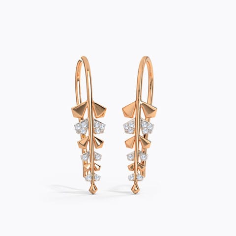 Dazzling Fern Diamond Drop Earrings Diamond Earrings 14 Karat Rose Gold Dazzling Fern Diamond Drop Earrings