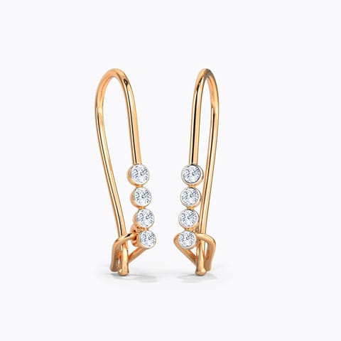 Linear Diamond Drop Earrings Diamond Earrings 14 Karat Rose Gold Linear Diamond Drop Earrings
