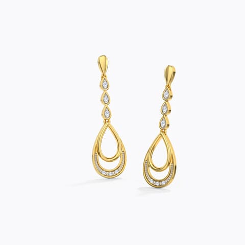 Gleaming Pear Diamond Drop Earrings Diamond Earrings 14 Karat Yellow Gold Gleaming Pear Diamond Drop Earrings