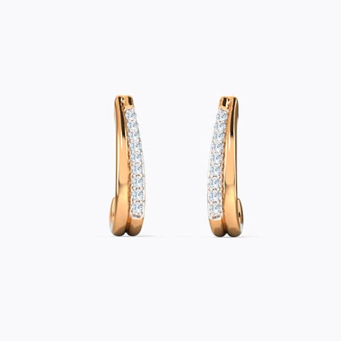 Curvilinear Diamond Hoop Earrings Diamond Earrings 14 Karat Rose Gold Curvilinear Diamond Hoop Earrings