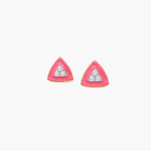 Triune Diamond Stud Earrings Diamond Earrings 14 Karat Yellow Gold Triune Diamond Stud Earrings